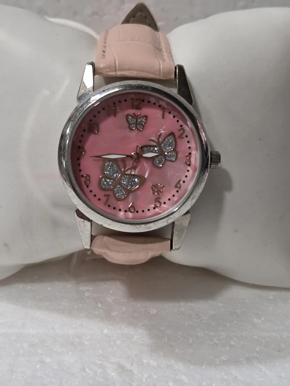 Pink Butterfly Glitter Dial Women's Watch - Unbranded